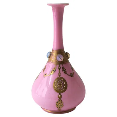 Pre-owned 1stdibs Bejeweled Pink Gold Art Glass Vase, Circa Mid-20th Century