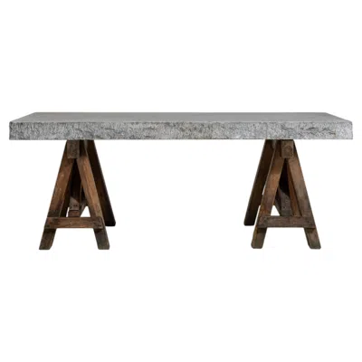 Pre-owned 1stdibs Belgium Bleu Stone Trestle Table In Brown