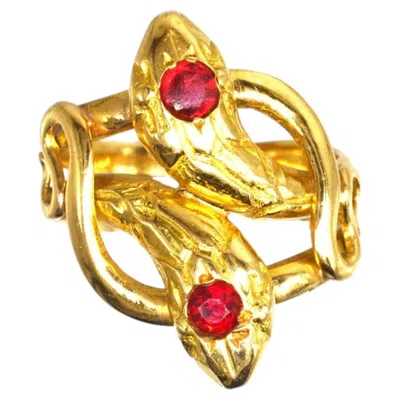 Pre-owned 1stdibs Belle Epoque Antique French 18ct Gold Double Snake Ring In Multi