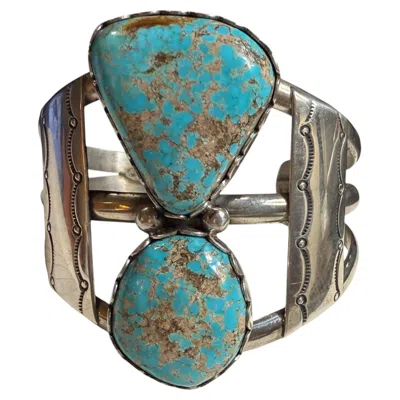 Pre-owned 1stdibs Benny Pinto Navajo Sterling Silver And Turquoise Cuff Bracelet In Multi