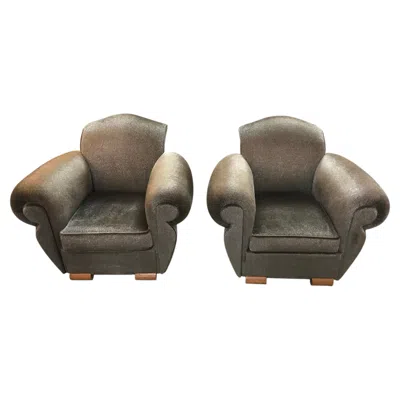 Pre-owned 1stdibs Bespoke Art Deco Club Chairs, Hand-crafted In The Usa, 21st Century In Gray