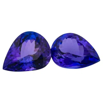 Pre-owned 1stdibs Big Rare 16.55ct Natural Loose Tanzanite Match Pair Blue Gemstone Aaaa Pear
