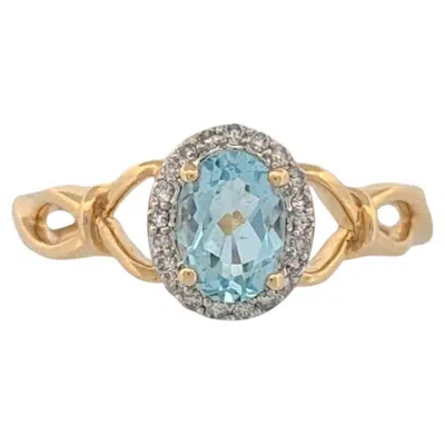 Pre-owned 1stdibs Billie Aquamarine Ring, 10k Yellow Gold With 0.60ct Natural Oval Aquamarine