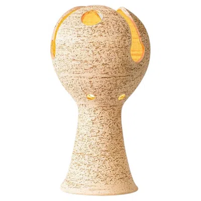 Pre-owned 1stdibs Bitossi Style Ceramic Lamp, Beige Sculptural Globet In Brown