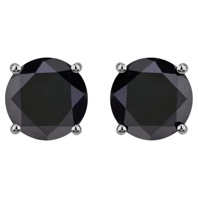 Pre-owned 1stdibs Black Diamond Stud Earrings 4.25 Carats 14k White Gold