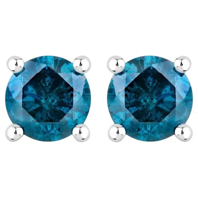 Pre-owned 1stdibs Blue Diamond Earrings 0.66 Carats 14k White Gold