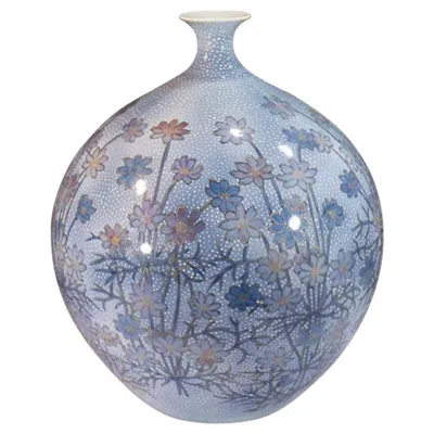 Pre-owned 1stdibs Blue Hand Painted Porcelain Vase By Japanese Contemporary Master Artist