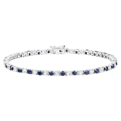 Pre-owned 1stdibs Blue Sapphire Bracelet White Topaz 6.86 Carats Sterling Silver