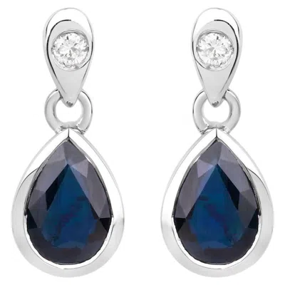 Pre-owned 1stdibs Blue Sapphire Dangle Earrings Diamonds 1.64 Carats 10k White Gold