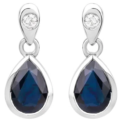 Pre-owned 1stdibs Blue Sapphire Dangle Earrings Diamonds 1.64 Carats 10k White Gold
