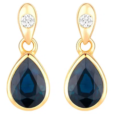 Pre-owned 1stdibs Blue Sapphire Dangle Earrings Diamonds 1.64 Carats 10k Yellow Gold