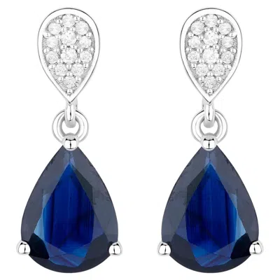 Pre-owned 1stdibs Blue Sapphire Dangle Earrings Diamonds 2.75 Carats 10k White Gold