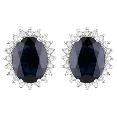 Pre-owned 1stdibs Blue Sapphire Earrings Diamonds 3.3 Carats 14k White Gold
