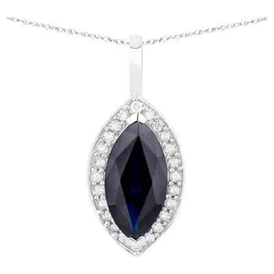 Pre-owned 1stdibs Blue Sapphire Pendant Necklace Diamonds 2.28 Carats 10k White Gold