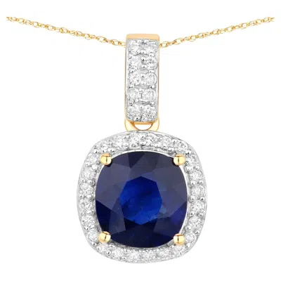 Pre-owned 1stdibs Blue Sapphire Pendant With Diamonds 2.14 Carats 18k Yellow Gold