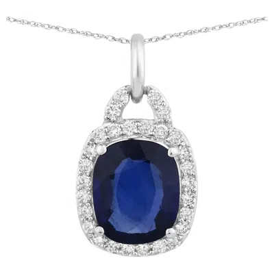 Pre-owned 1stdibs Blue Sapphire Pendant With Diamonds 2.16 Carats 18k White Gold
