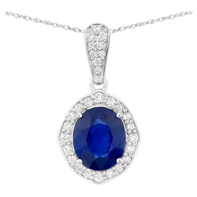 Pre-owned 1stdibs Blue Sapphire Pendant With Diamonds 2.82 Carats 18k White Gold