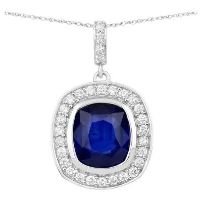 Pre-owned 1stdibs Blue Sapphire Pendant With Diamonds 2.92 Carats 18k White Gold