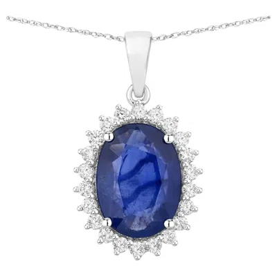 Pre-owned 1stdibs Blue Sapphire Pendant With Diamonds 3.3 Carats 18k White Gold
