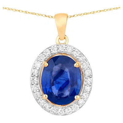 Pre-owned 1stdibs Blue Sapphire Pendant With Diamonds 3.46 Carats 18k Yellow Gold