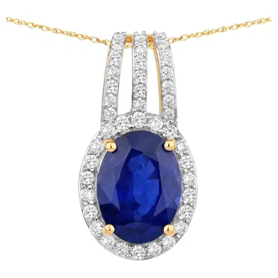 Pre-owned 1stdibs Blue Sapphire Pendant With Diamonds 4.02 Carats 18k Yellow Gold