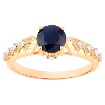 Pre-owned 1stdibs Blue Sapphire Ring Diamonds 1.12 Carats 10k Yellow Gold