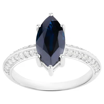 Pre-owned 1stdibs Blue Sapphire Ring Diamonds 2.4 Carats 10k White Gold