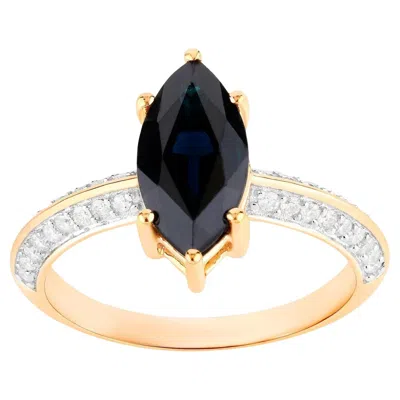 Pre-owned 1stdibs Blue Sapphire Ring Diamonds 2.4 Carats 10k Yellow Gold