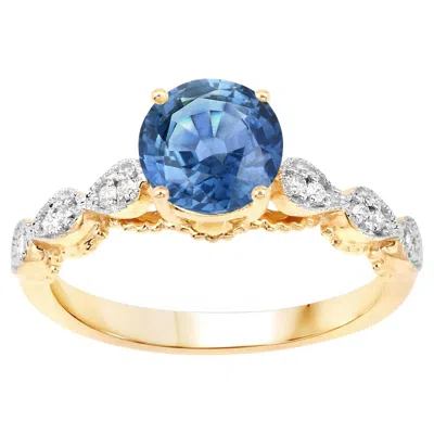 Pre-owned 1stdibs Blue Sapphire Ring With Diamonds 1.27 Carats 14k Yellow Gold