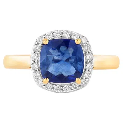 Pre-owned 1stdibs Blue Sapphire Ring With Diamonds 1.92 Carats 18k Yellow Gold