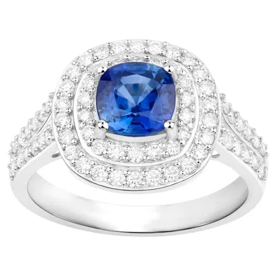 Pre-owned 1stdibs Blue Sapphire Ring With Diamonds 1.96 Carats 18k White Gold