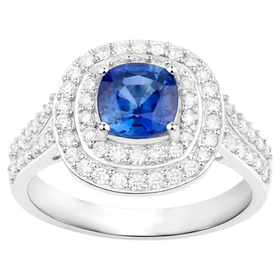 Pre-owned 1stdibs Blue Sapphire Ring With Diamonds 1.96 Carats 18k White Gold