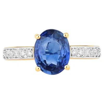 Pre-owned 1stdibs Blue Sapphire Ring With Diamonds 2 Carats 18k Yellow Gold