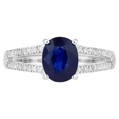 Pre-owned 1stdibs Blue Sapphire Ring With Diamonds 2.02 Carats 18k White Gold