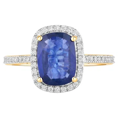 Pre-owned 1stdibs Blue Sapphire Ring With Diamonds 2.12 Carats 18k Yellow Gold