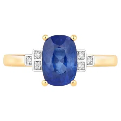 Pre-owned 1stdibs Blue Sapphire Ring With Diamonds 2.14 Carats 18k Yellow Gold