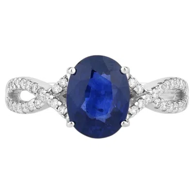 Pre-owned 1stdibs Blue Sapphire Ring With Diamonds 2.16 Carats 18k White Gold