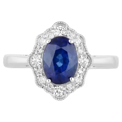 Pre-owned 1stdibs Blue Sapphire Ring With Diamonds 2.2 Carats 18k White Gold
