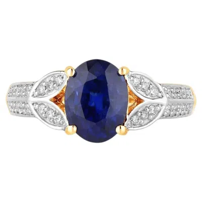 Pre-owned 1stdibs Blue Sapphire Ring With Diamonds 2.22 Carats 18k Yellow Gold