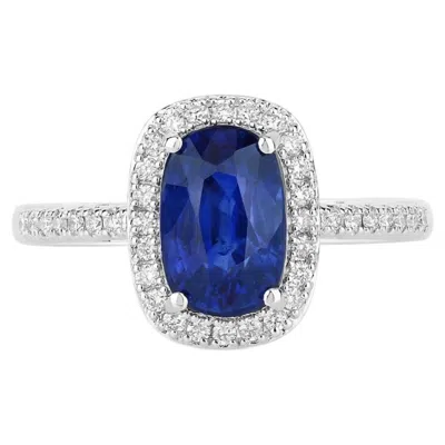 Pre-owned 1stdibs Blue Sapphire Ring With Diamonds 2.24 Carats 18k White Gold