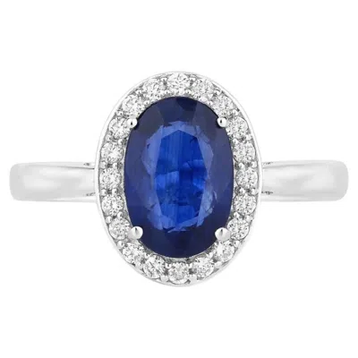 Pre-owned 1stdibs Blue Sapphire Ring With Diamonds 2.26 Carats 18k White Gold