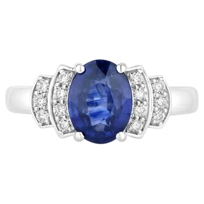 Pre-owned 1stdibs Blue Sapphire Ring With Diamonds 2.3 Carats 18k White Gold