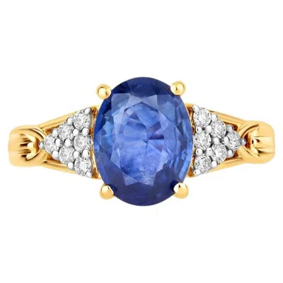 Pre-owned 1stdibs Blue Sapphire Ring With Diamonds 2.3 Carats 18k Yellow Gold