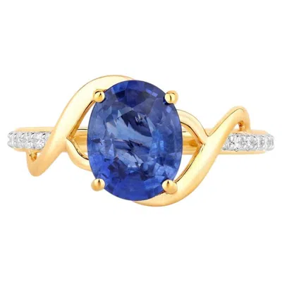 Pre-owned 1stdibs Blue Sapphire Ring With Diamonds 2.3 Carats 18k Yellow Gold
