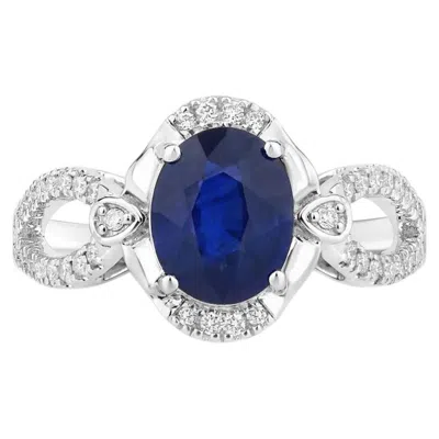 Pre-owned 1stdibs Blue Sapphire Ring With Diamonds 2.31 Carats 18k White Gold