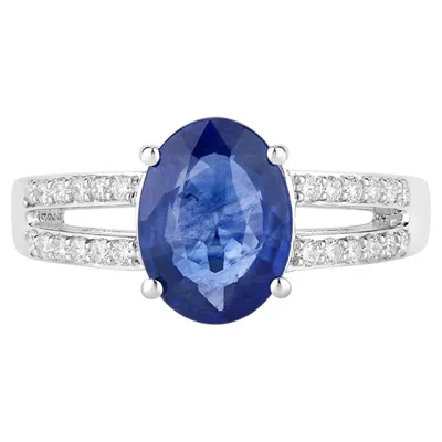 Pre-owned 1stdibs Blue Sapphire Ring With Diamonds 2.32 Carats 18k White Gold
