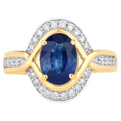 Pre-owned 1stdibs Blue Sapphire Ring With Diamonds 2.33 Carats 18k Yellow Gold