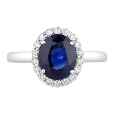 Pre-owned 1stdibs Blue Sapphire Ring With Diamonds 2.38 Carats 18k White Gold
