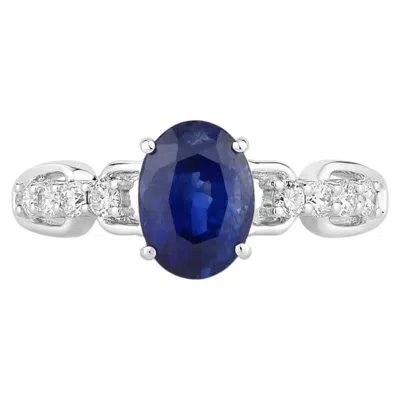 Pre-owned 1stdibs Blue Sapphire Ring With Diamonds 2.38 Carats 18k White Gold