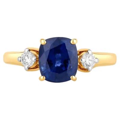 Pre-owned 1stdibs Blue Sapphire Ring With Diamonds 2.38 Carats 18k Yellow Gold